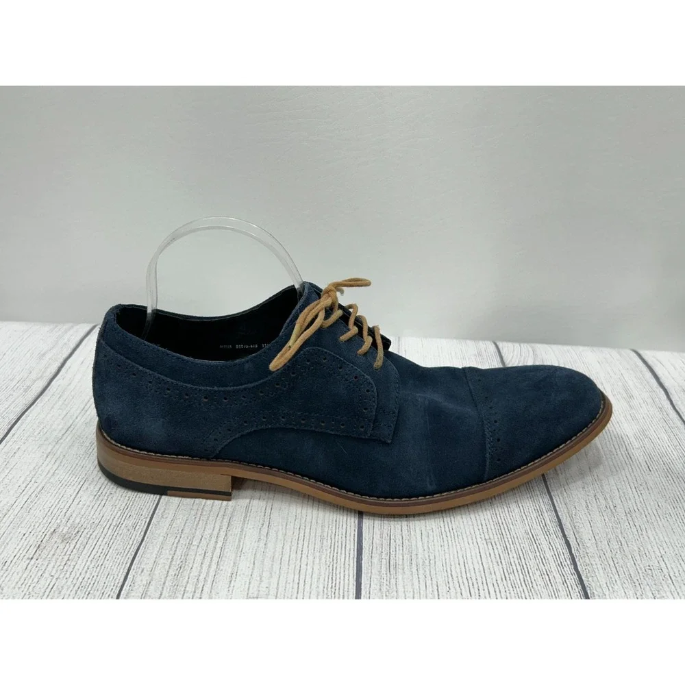 Stacy Adams Oxfords Mens 11 Blue‎ Leather Lace Up Cap Toe Dress Shoes